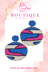 Bead Geometric Pattern Round Earrings