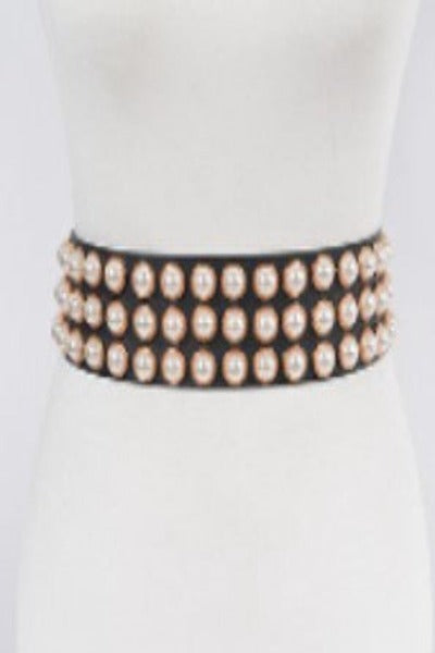Black Full Pearl Studded Plus Size Waist Belt - BU Boutique LLC