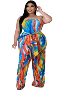 Plus Size Multi Color Print Jumpsuit