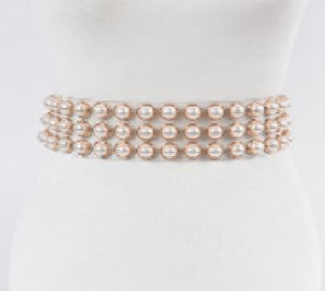 Pearl Studded Plus Size Clear Gold Waist Belt - BU Boutique LLC